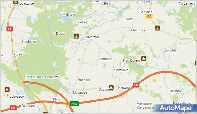 mapa Domanin gmina Kępno, Domanin gmina Kępno na mapie Targeo