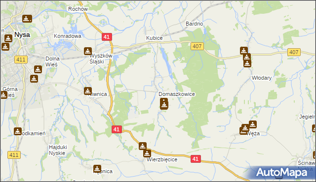 mapa Domaszkowice, Domaszkowice na mapie Targeo