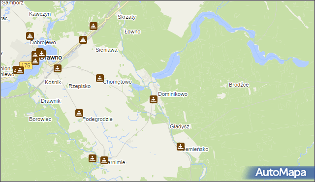 mapa Dominikowo, Dominikowo na mapie Targeo