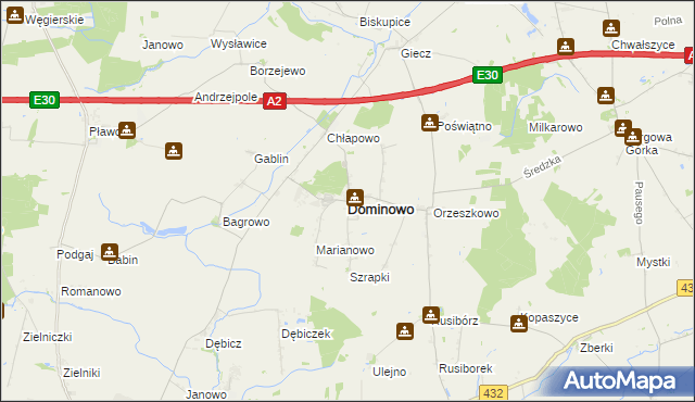 mapa Dominowo, Dominowo na mapie Targeo