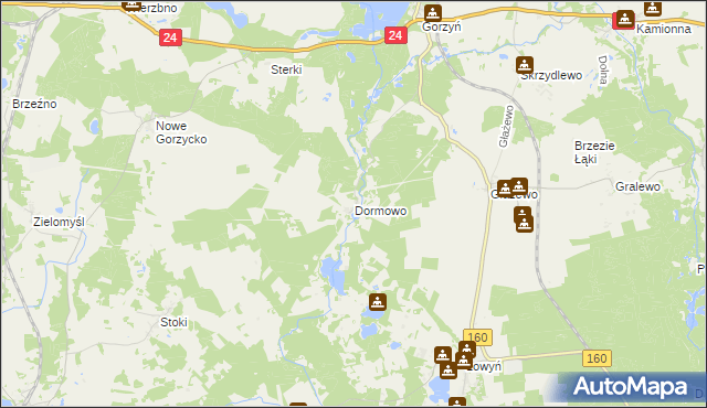 mapa Dormowo, Dormowo na mapie Targeo