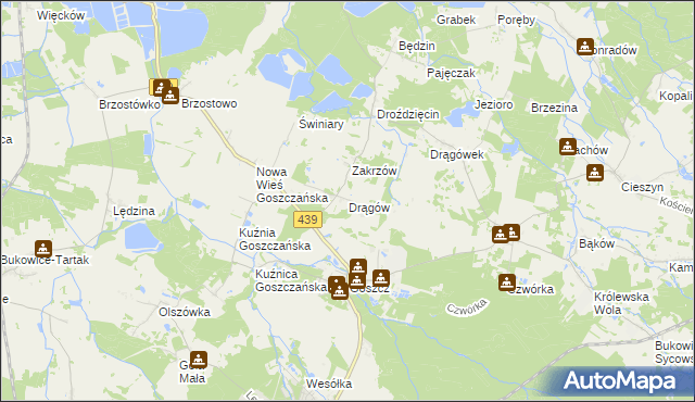 mapa Drągów, Drągów na mapie Targeo