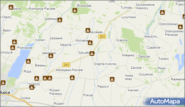 mapa Drążna, Drążna na mapie Targeo