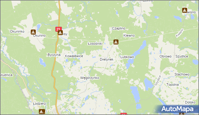 mapa Dretynek, Dretynek na mapie Targeo