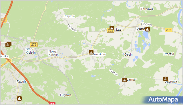 mapa Droszków gmina Zabór, Droszków gmina Zabór na mapie Targeo