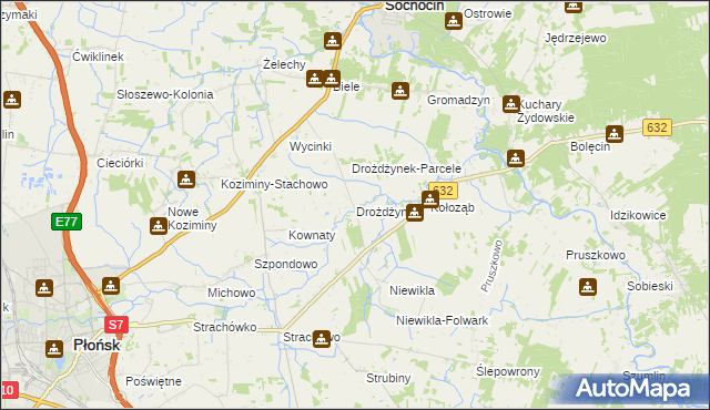 mapa Drożdżyn, Drożdżyn na mapie Targeo
