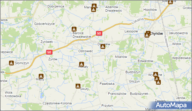 mapa Drwalewice gmina Chynów, Drwalewice gmina Chynów na mapie Targeo