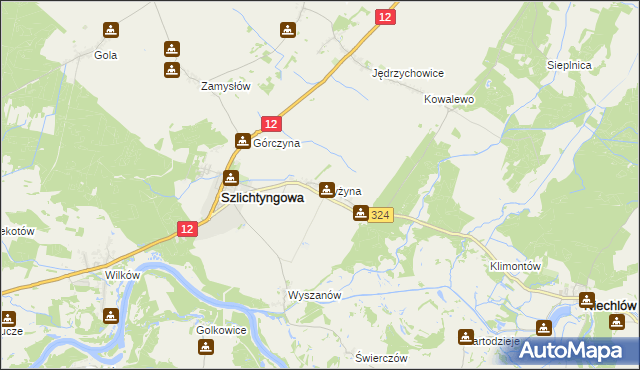 mapa Dryżyna, Dryżyna na mapie Targeo