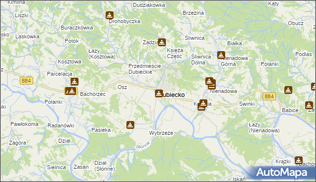 mapa Dubiecko, Dubiecko na mapie Targeo