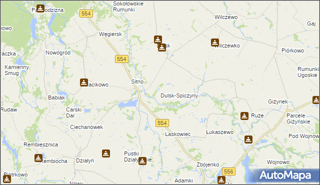mapa Dulsk-Spiczyny, Dulsk-Spiczyny na mapie Targeo