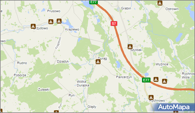 mapa Durąg, Durąg na mapie Targeo