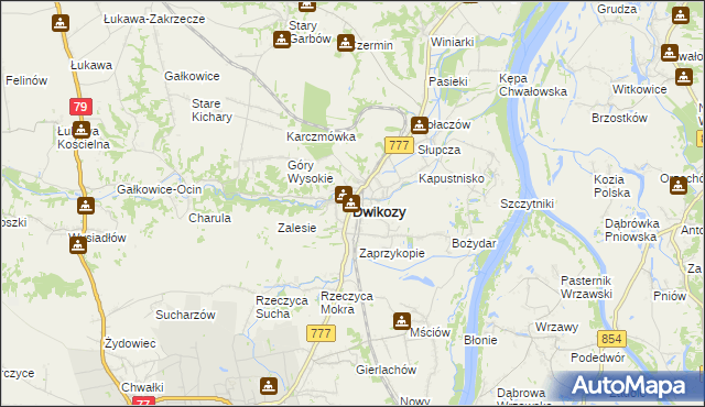 mapa Dwikozy, Dwikozy na mapie Targeo