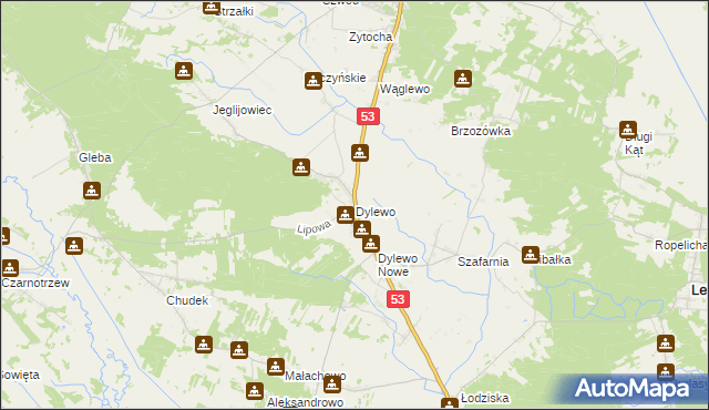 mapa Dylewo gmina Kadzidło, Dylewo gmina Kadzidło na mapie Targeo