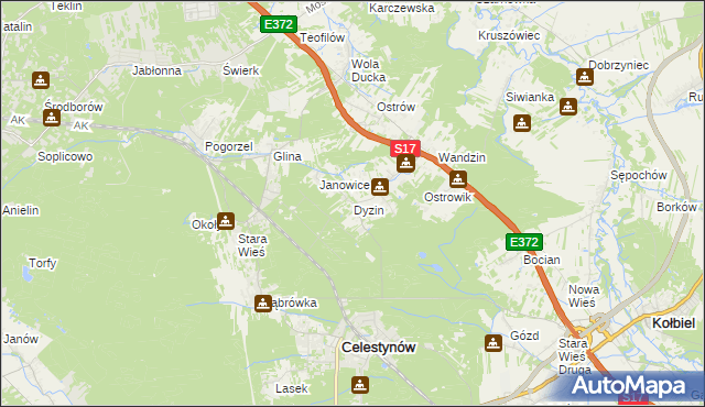 mapa Dyzin, Dyzin na mapie Targeo