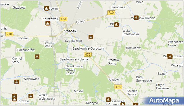 mapa Dziadkowice gmina Szadek, Dziadkowice gmina Szadek na mapie Targeo