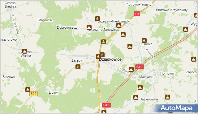mapa Dziadkowice powiat siemiatycki, Dziadkowice powiat siemiatycki na mapie Targeo