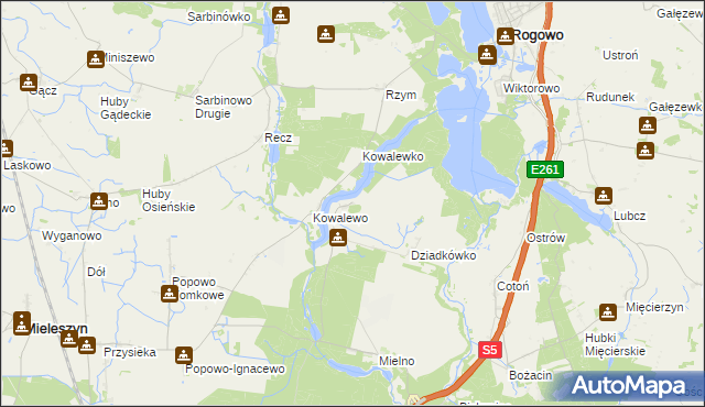 mapa Dziadkowo gmina Mieleszyn, Dziadkowo gmina Mieleszyn na mapie Targeo