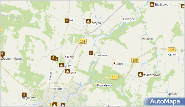 mapa Dziadowo, Dziadowo na mapie Targeo
