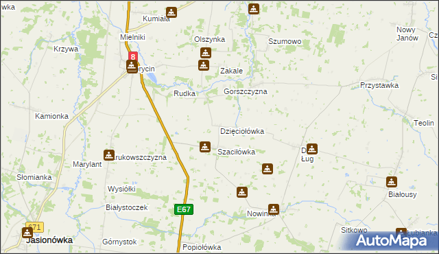 mapa Dzięciołówka, Dzięciołówka na mapie Targeo