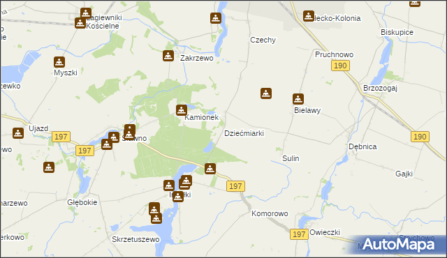 mapa Dziećmiarki, Dziećmiarki na mapie Targeo