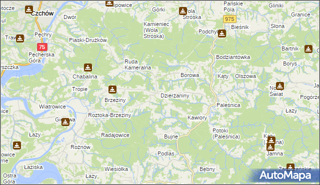 mapa Dzierżaniny, Dzierżaniny na mapie Targeo