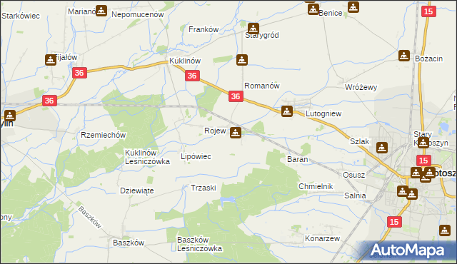 mapa Dzierżanów gmina Krotoszyn, Dzierżanów gmina Krotoszyn na mapie Targeo