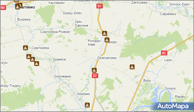 mapa Dzierżanowo gmina Szelków, Dzierżanowo gmina Szelków na mapie Targeo