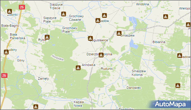 mapa Dzierzbin, Dzierzbin na mapie Targeo
