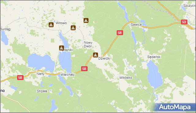 mapa Dzierzki, Dzierzki na mapie Targeo