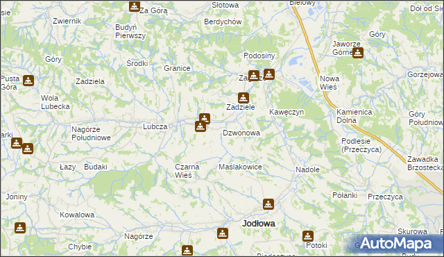 mapa Dzwonowa, Dzwonowa na mapie Targeo