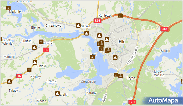 mapa Ełk powiat ełcki, Ełk powiat ełcki na mapie Targeo