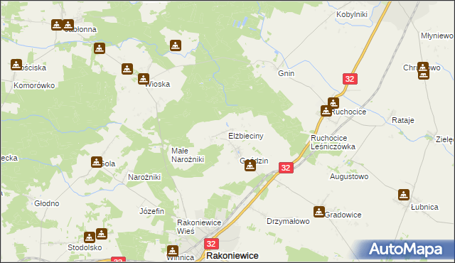 mapa Elżbieciny, Elżbieciny na mapie Targeo
