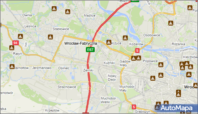 mapa Fabryczna, Fabryczna na mapie Targeo