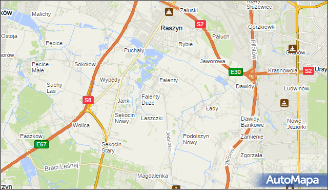 mapa Falenty Nowe, Falenty Nowe na mapie Targeo
