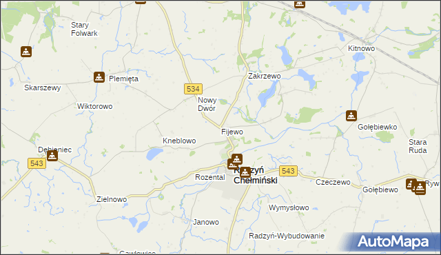 mapa Fijewo gmina Radzyń Chełmiński, Fijewo gmina Radzyń Chełmiński na mapie Targeo