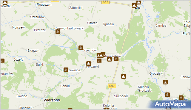 mapa Filipy gmina Wierzbno, Filipy gmina Wierzbno na mapie Targeo