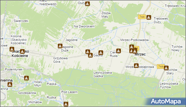 mapa Gadka gmina Mirzec, Gadka gmina Mirzec na mapie Targeo