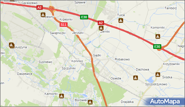 mapa Gądki, Gądki na mapie Targeo