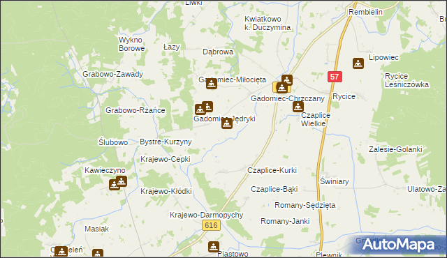 mapa Gadomiec-Wyraki, Gadomiec-Wyraki na mapie Targeo