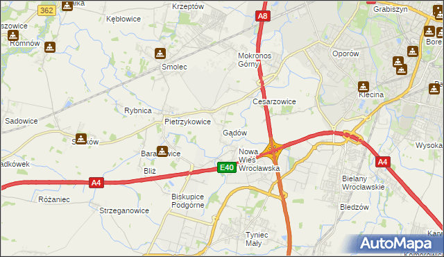 mapa Gądów, Gądów na mapie Targeo