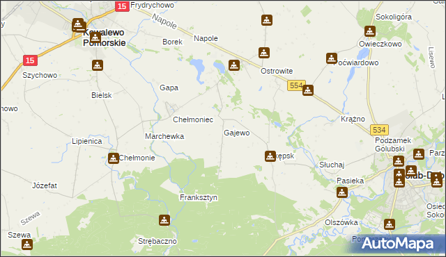mapa Gajewo gmina Golub-Dobrzyń, Gajewo gmina Golub-Dobrzyń na mapie Targeo
