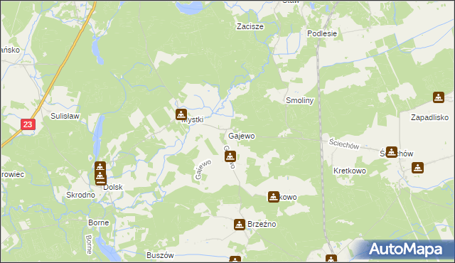 mapa Gajewo gmina Lubiszyn, Gajewo gmina Lubiszyn na mapie Targeo