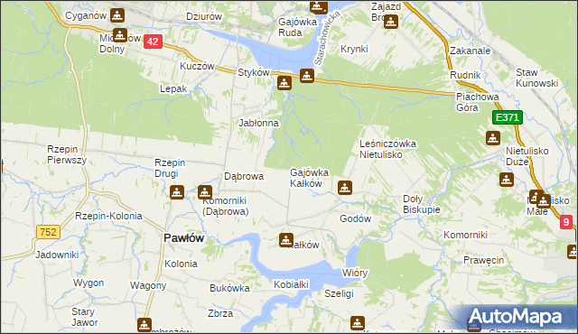 mapa Gajówka Kałków, Gajówka Kałków na mapie Targeo