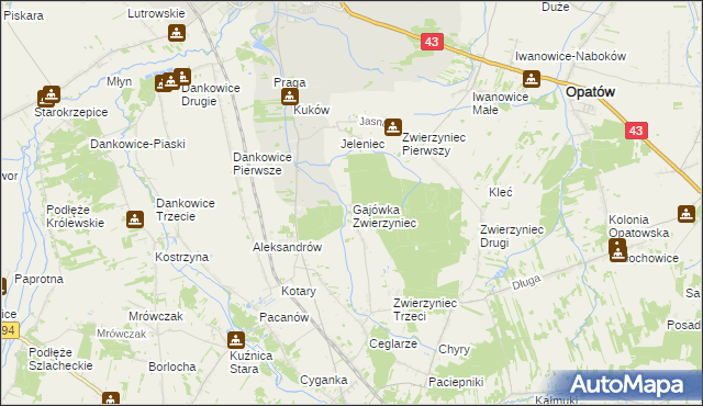 mapa Gajówka Zwierzyniec, Gajówka Zwierzyniec na mapie Targeo