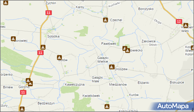 mapa Gałązki Wielkie, Gałązki Wielkie na mapie Targeo