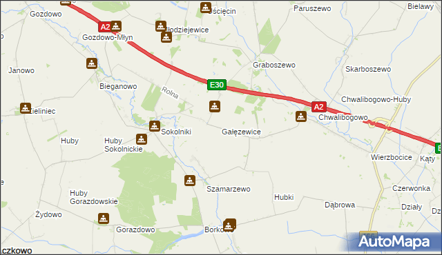 mapa Gałęzewice, Gałęzewice na mapie Targeo