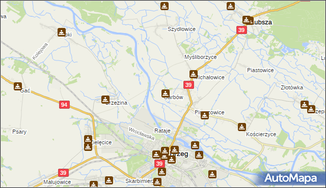 mapa Garbów gmina Lubsza, Garbów gmina Lubsza na mapie Targeo