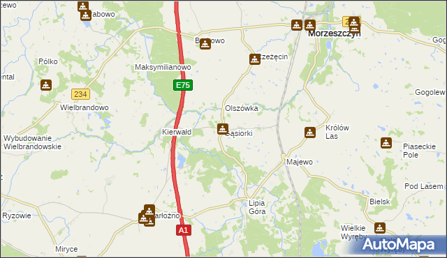 mapa Gąsiorki, Gąsiorki na mapie Targeo