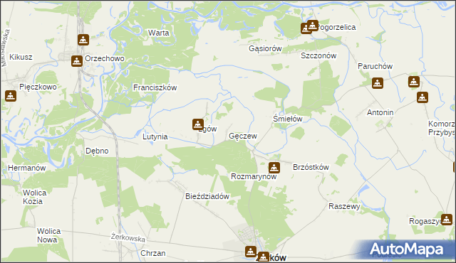 mapa Gęczew, Gęczew na mapie Targeo