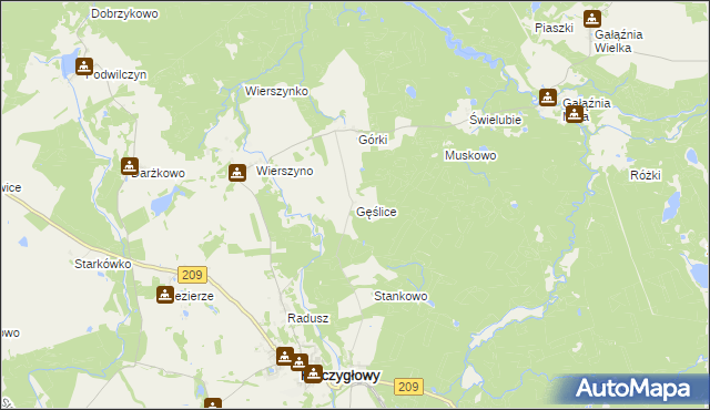 mapa Gęślice, Gęślice na mapie Targeo